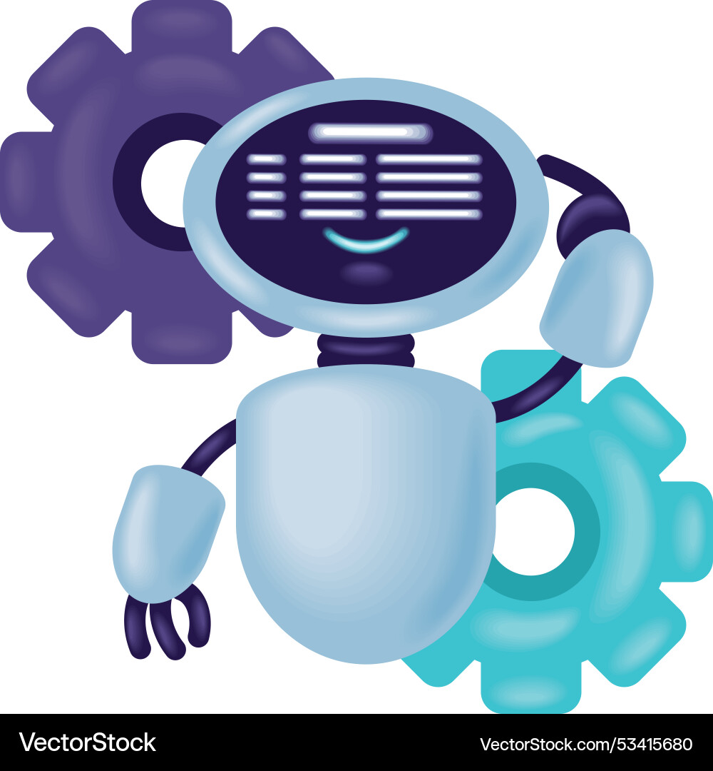 Robot or technology to help development process Vector Image