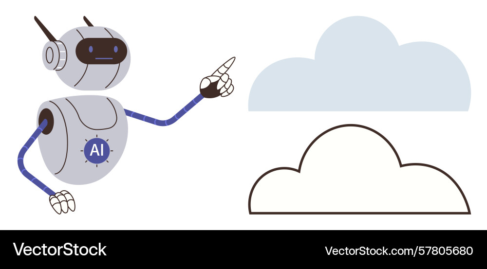 Robot with ai technology interacting cloud Vector Image