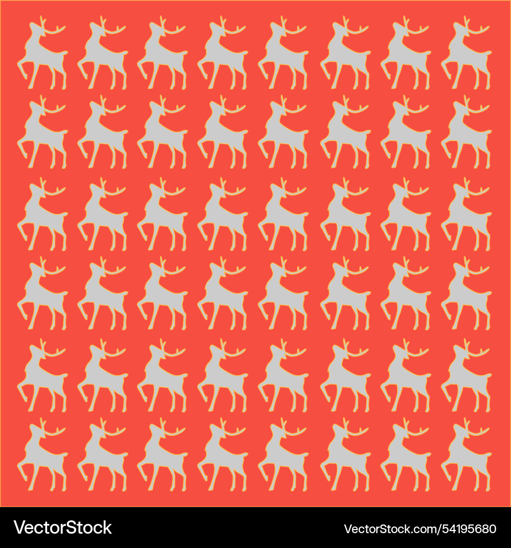 Silver reindeers on red nordic pattern texture Vector Image