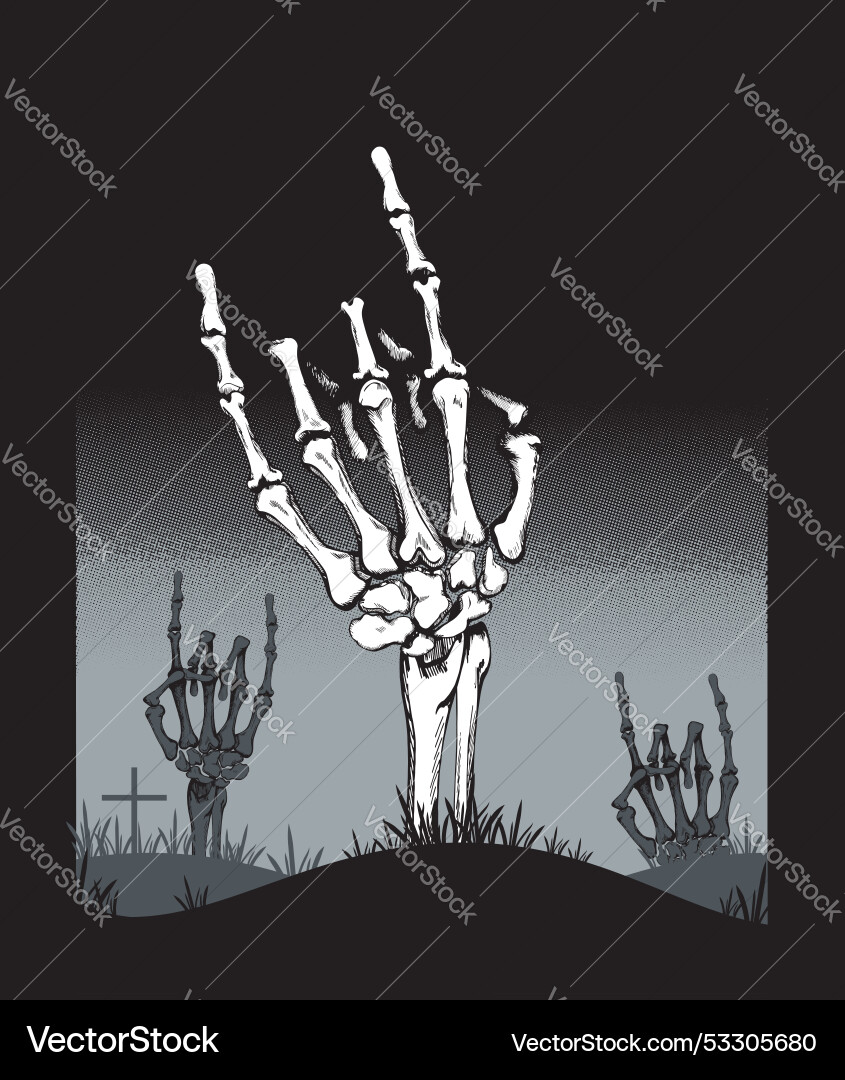 Skeleton hands with rock gesture print for t Skeleton hands with rock gesture print for t vector image