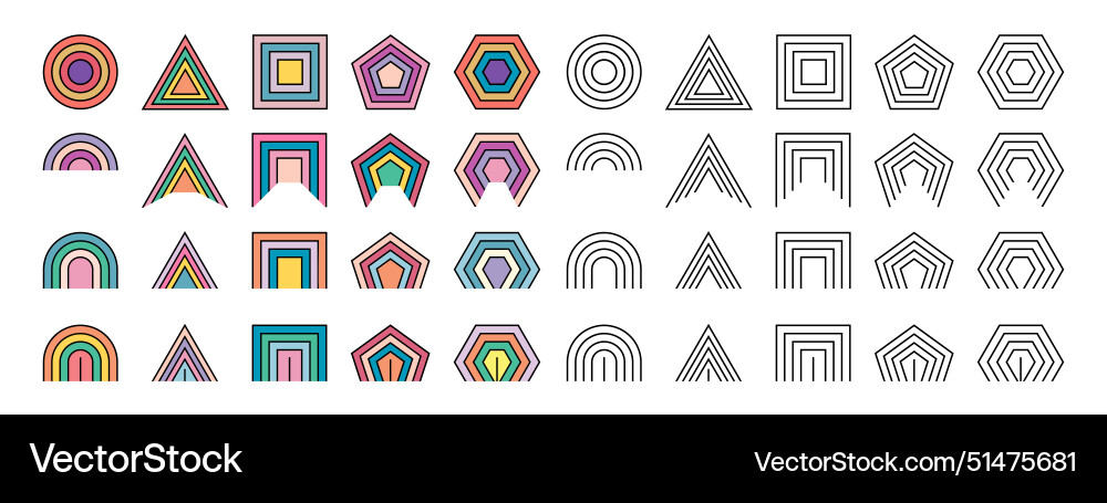 A set of geometric shapes in linear Vector Image