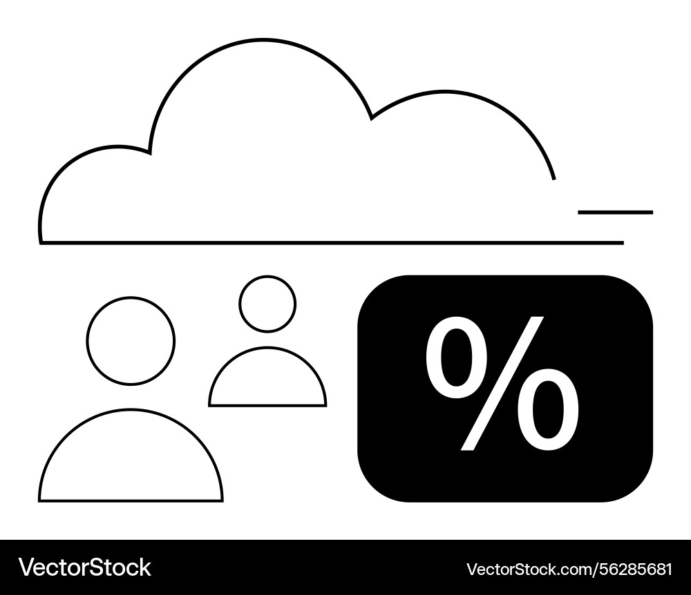 Cloud technology connecting users with percentage Cloud technology connecting users with percentage vector image
