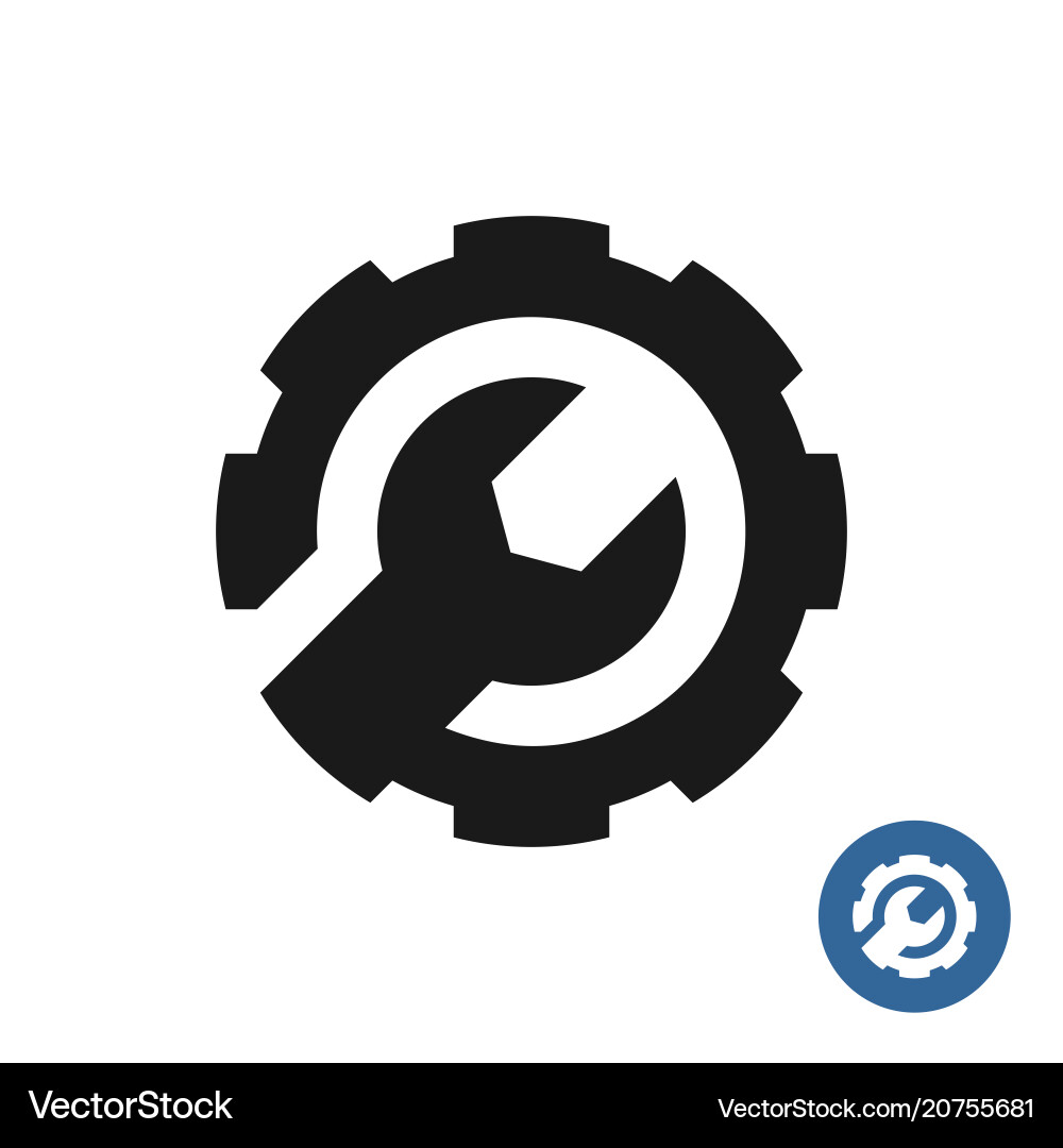 Gear and wrench icon service support logo vector image