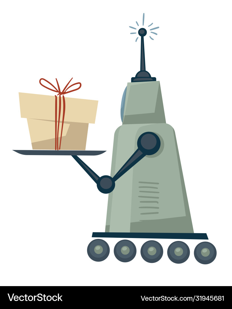 Robot Delivering Package - Automated Delivery vector image