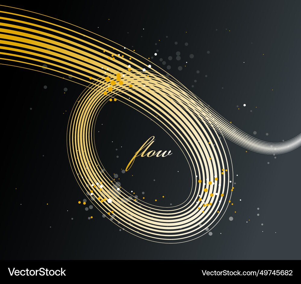 Abstract golden lines in 3d motion dimensional Vector Image
