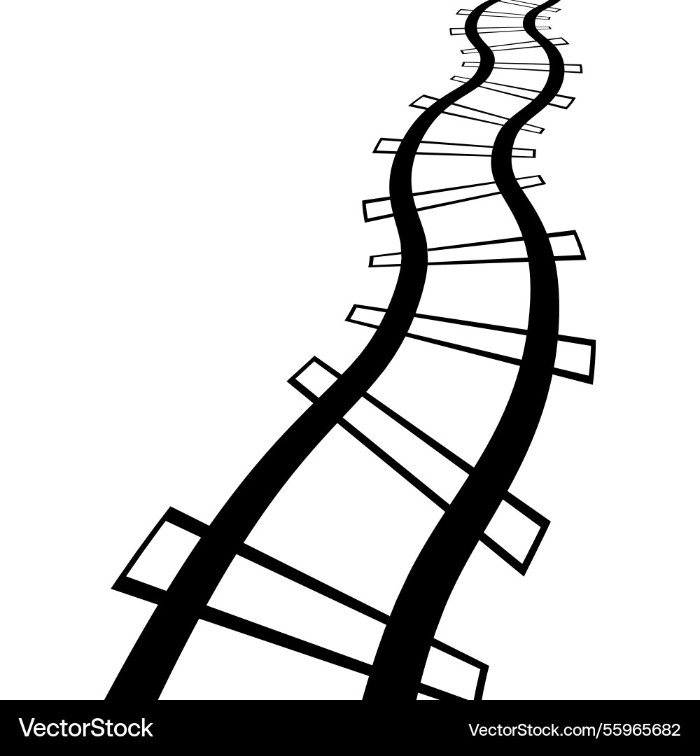 Curved railway tracks with distorted unusual Vector Image