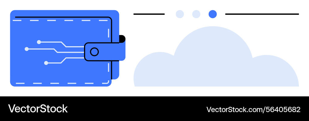 Digital wallet with circuit design and cloud Digital wallet with circuit design and cloud vector image