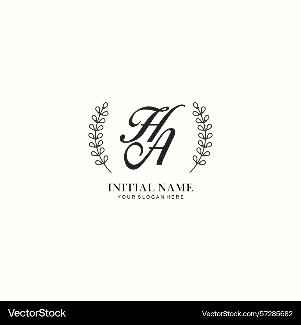Ha initial logo templates with botanical elements Ha initial logo templates with botanical elements vector image