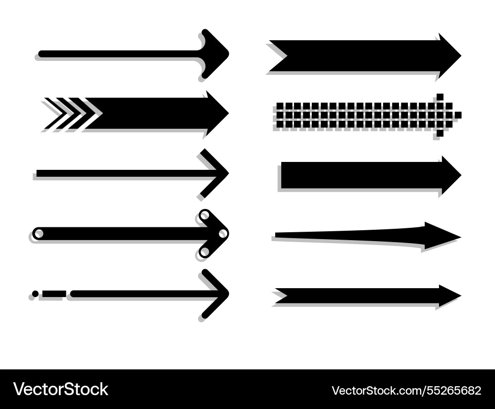 Set of black arrow pointing up shape Set of black arrow pointing up shape vector image