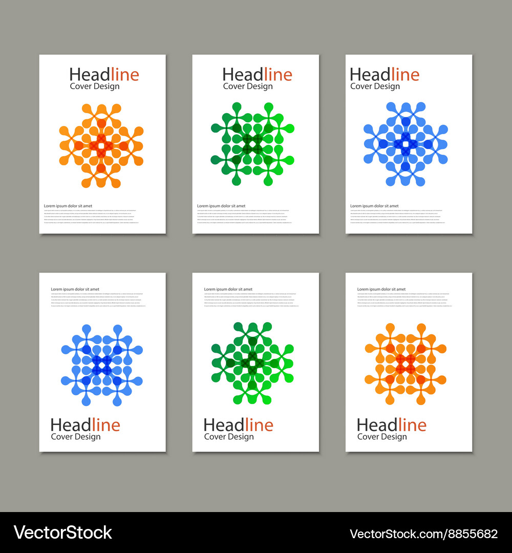 Set pattern with abstract figures brochures Vector Image