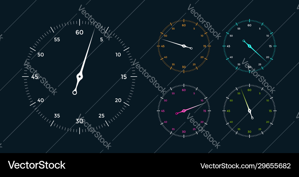 Set white clock face for with pointer vector image