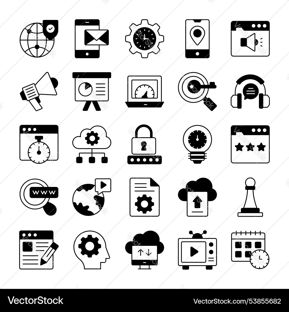 Suchmaschinenoptimierung und Web-Icons Set Vektorbild