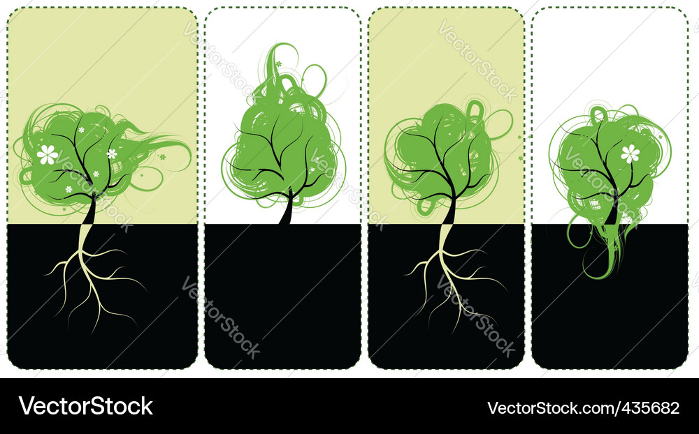Tree Swirls & Roots Vector Image