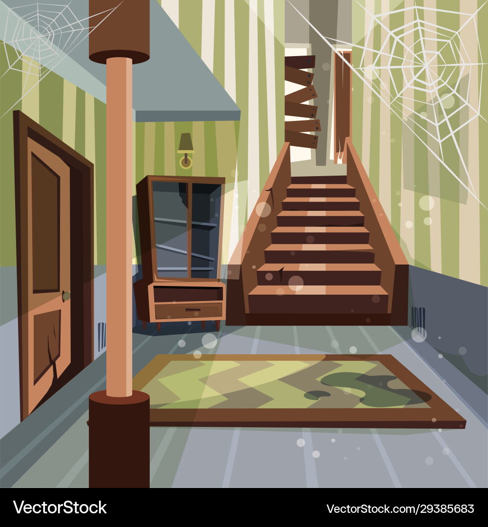 Abandoned house broken interior room indoor Abandoned house broken interior room indoor vector image