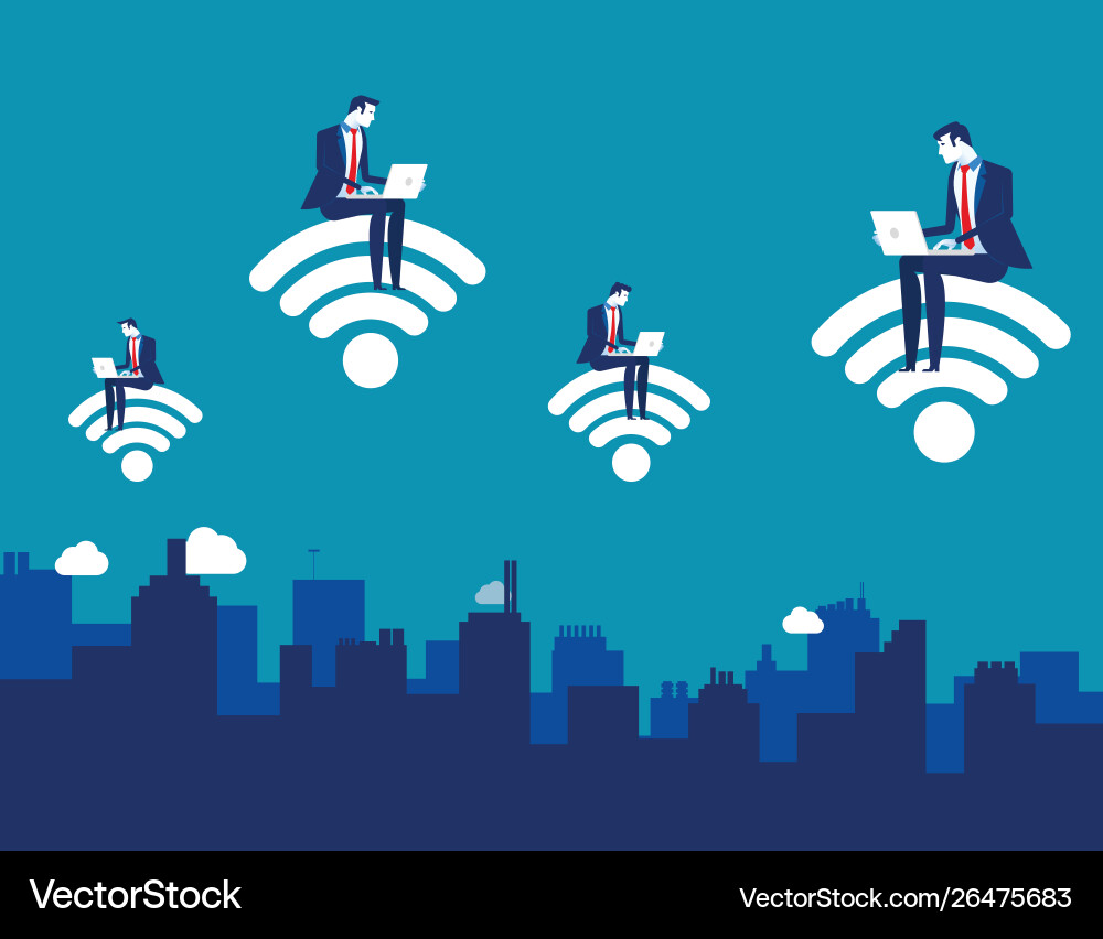 Business people using laptop with internet Business people using laptop with internet vector image