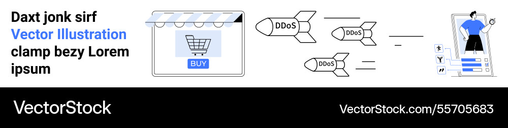 Cybersecurity attack on e-commerce with missile Vector Image
