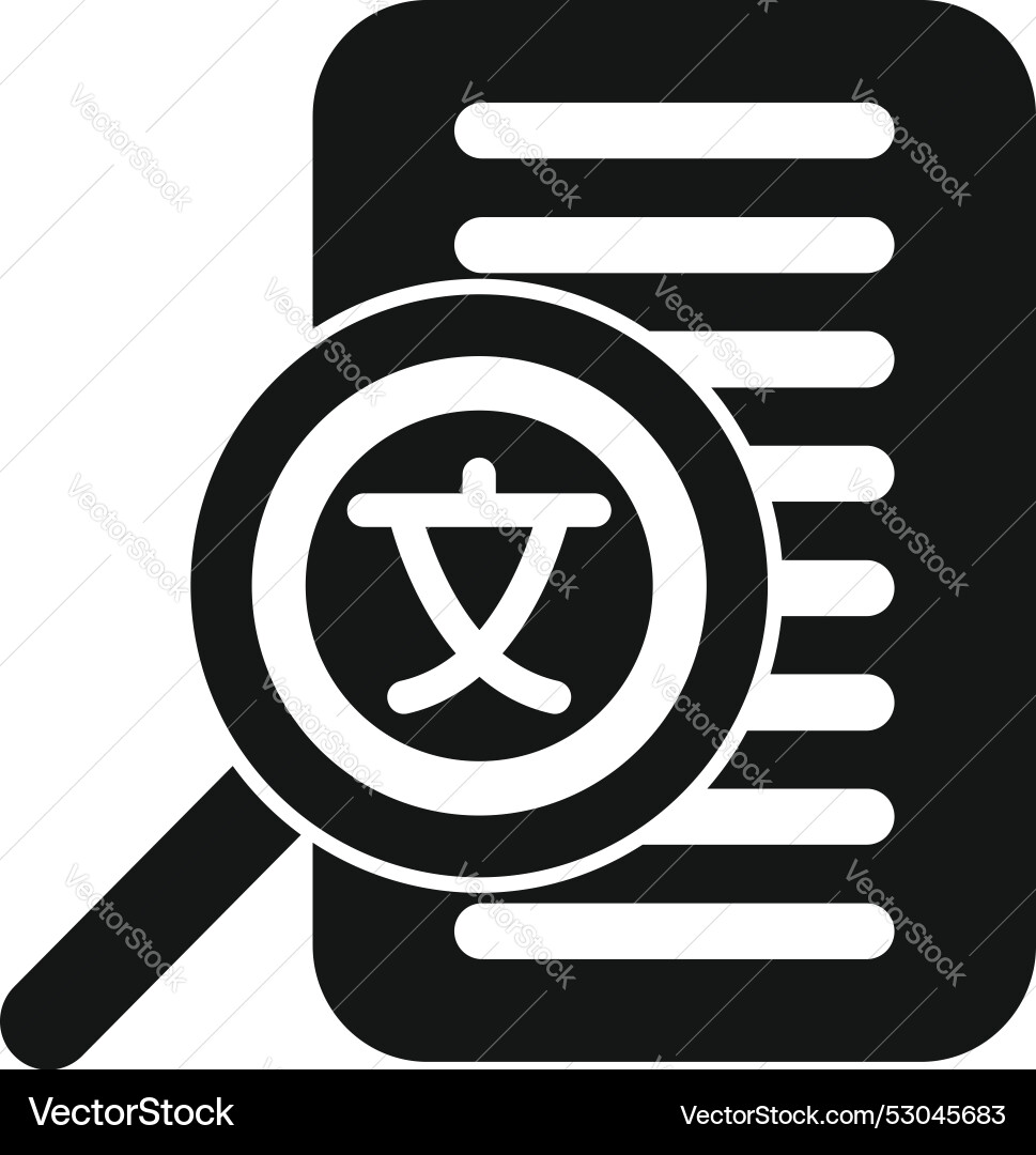 Magnifying glass exploring foreign language text Magnifying glass exploring foreign language text vector image