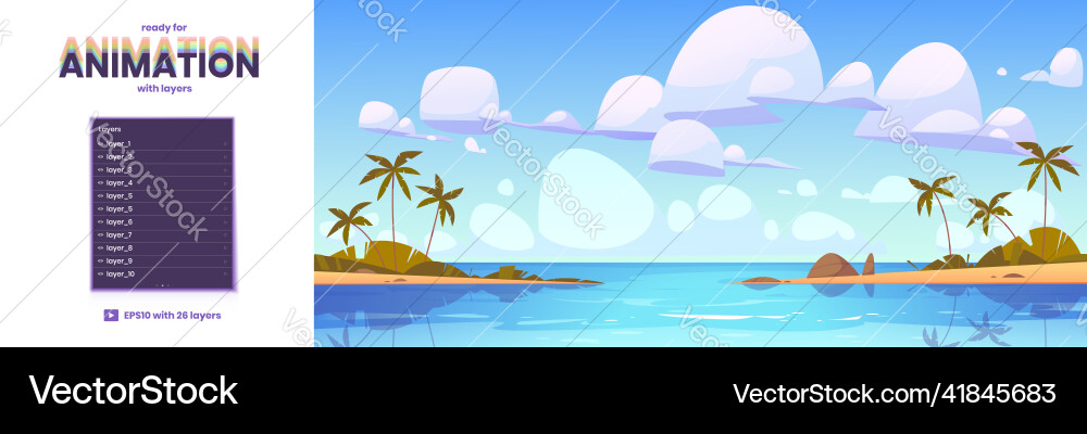 Tropical Beach Parallax Background Vector Image