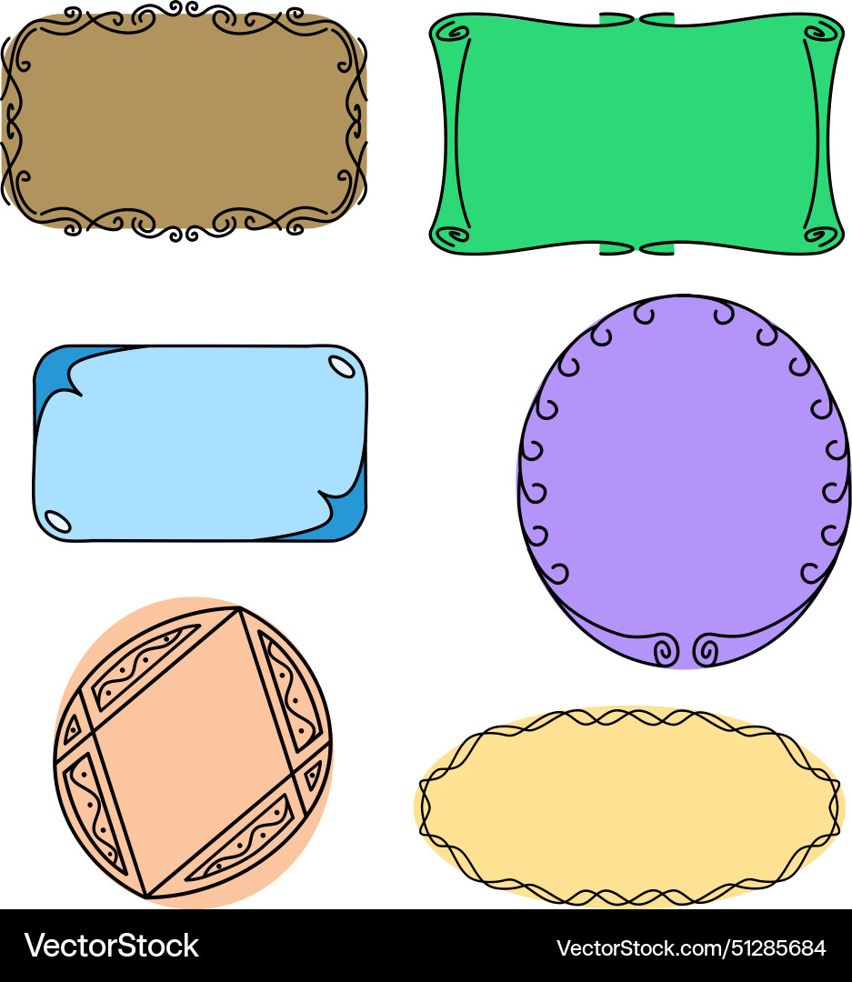 A set of openwork frames with colored background A set of openwork frames with colored background vector image