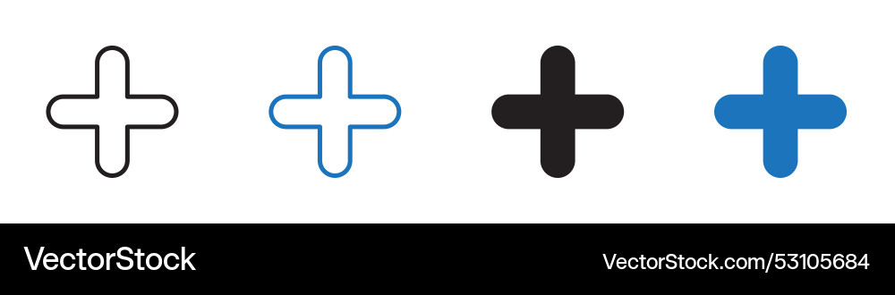Add icon set outline vector image