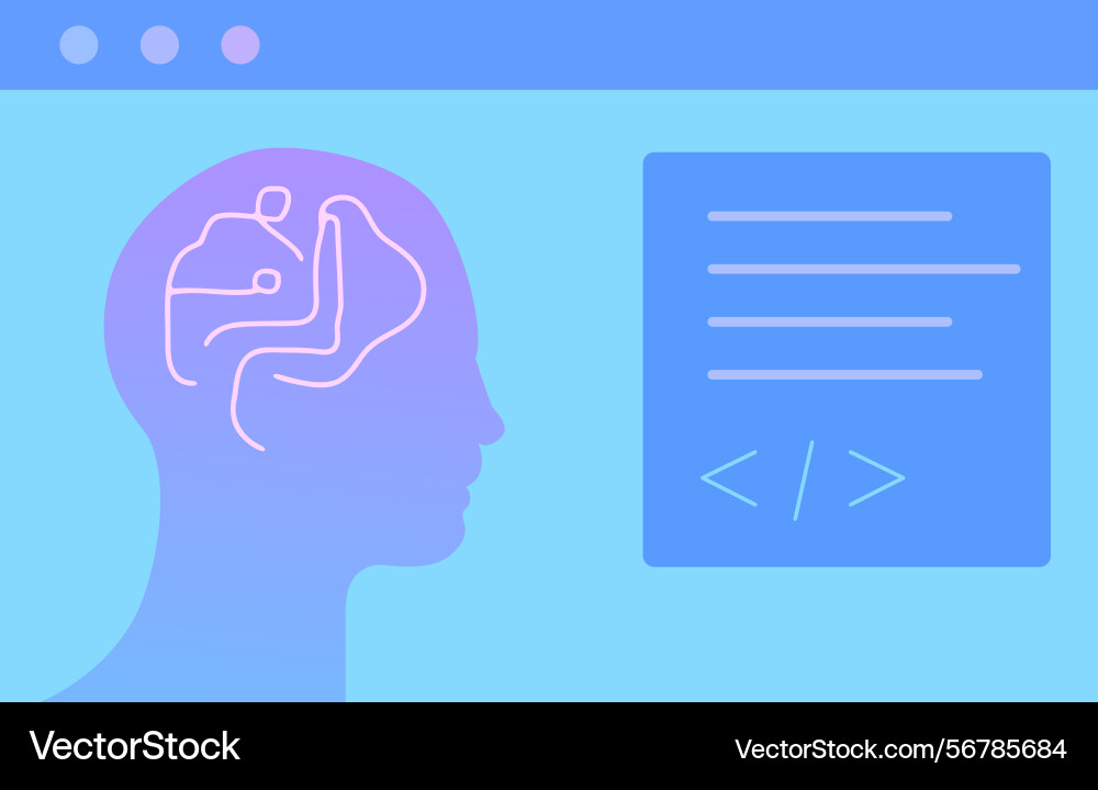 Ai programming mind conceptual Ai programming mind conceptual vector image