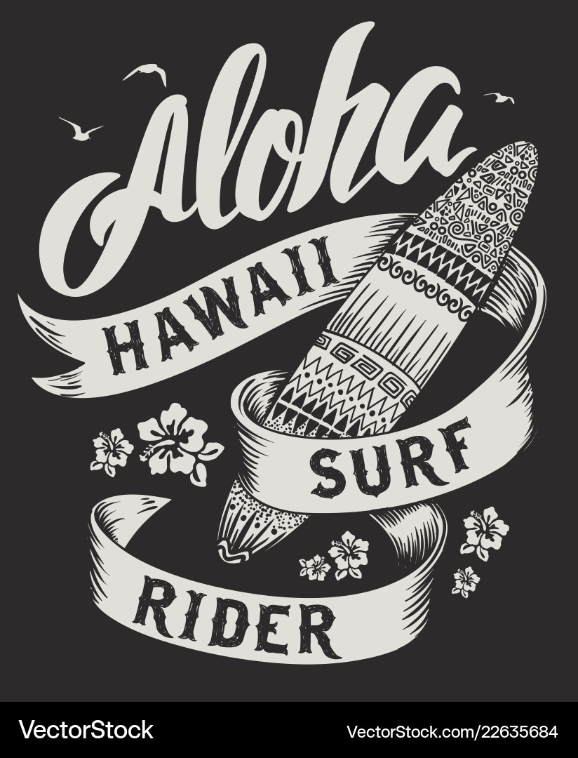 Aloha Surfboard Typography Royalty Free Vector Image