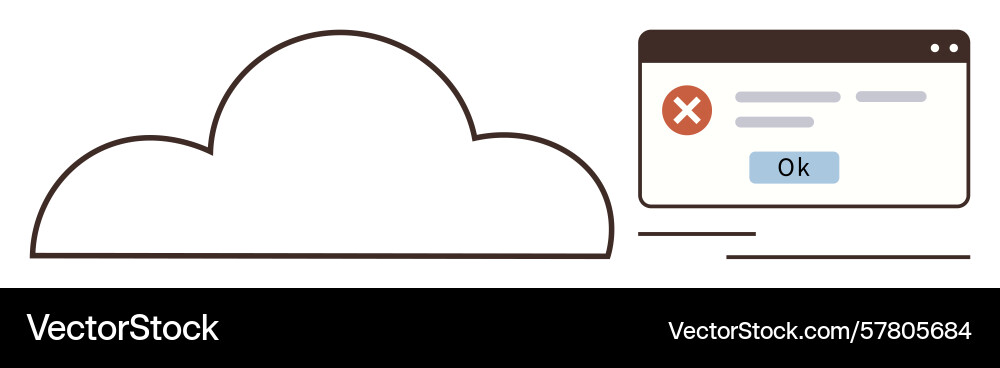 Cloud storage error notification with warning Cloud storage error notification with warning vector image