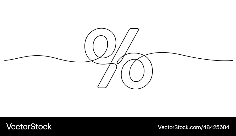 One line drawing of percent symbol minimalist One line drawing of percent symbol minimalist vector image