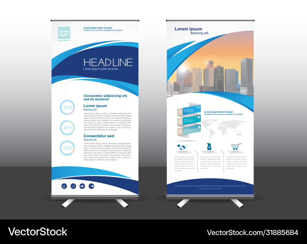 Roll up template designed for style applied vector image