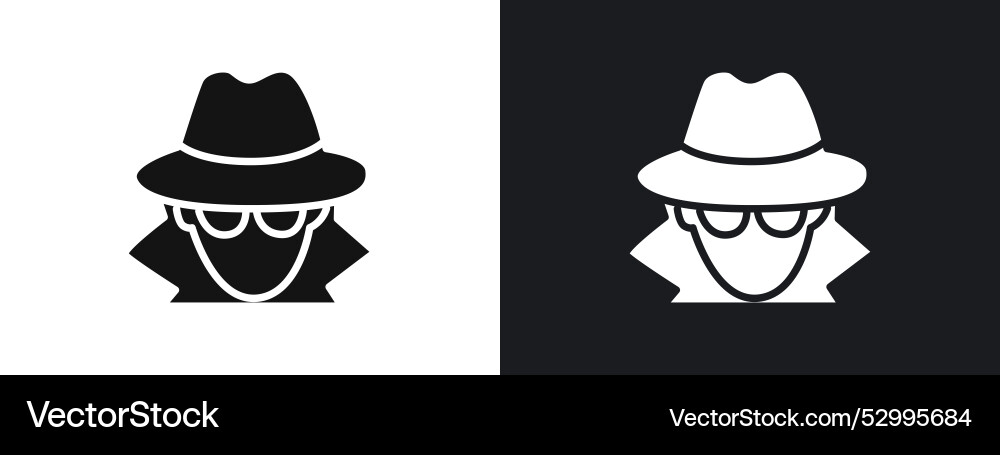 Secret agent icon linear graphics set in black Vector Image