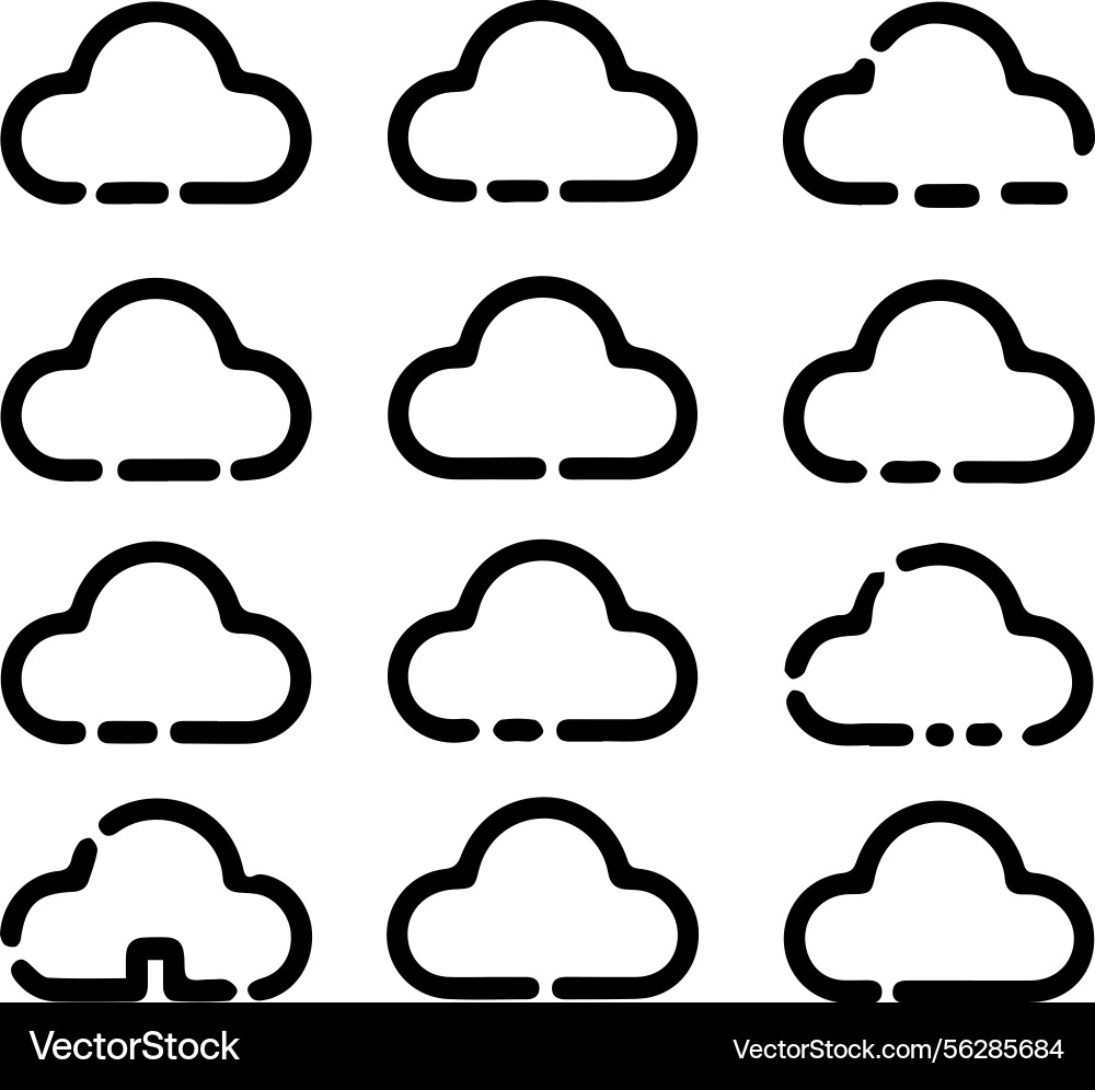 Set of cloud icons in a grid layout Set of cloud icons in a grid layout Vector Image
