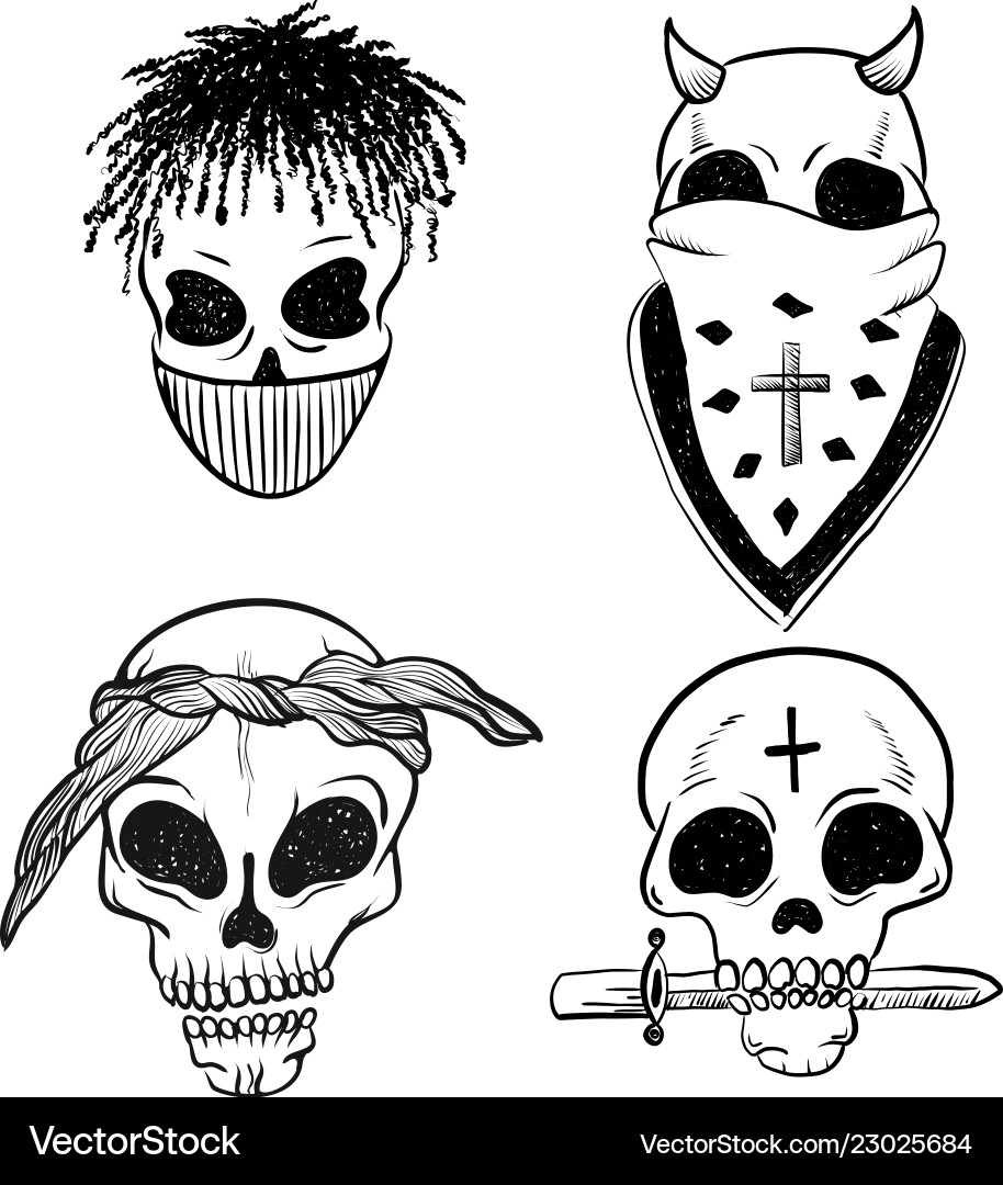 Street Style Skulls - Hip Hop Vibe vector image