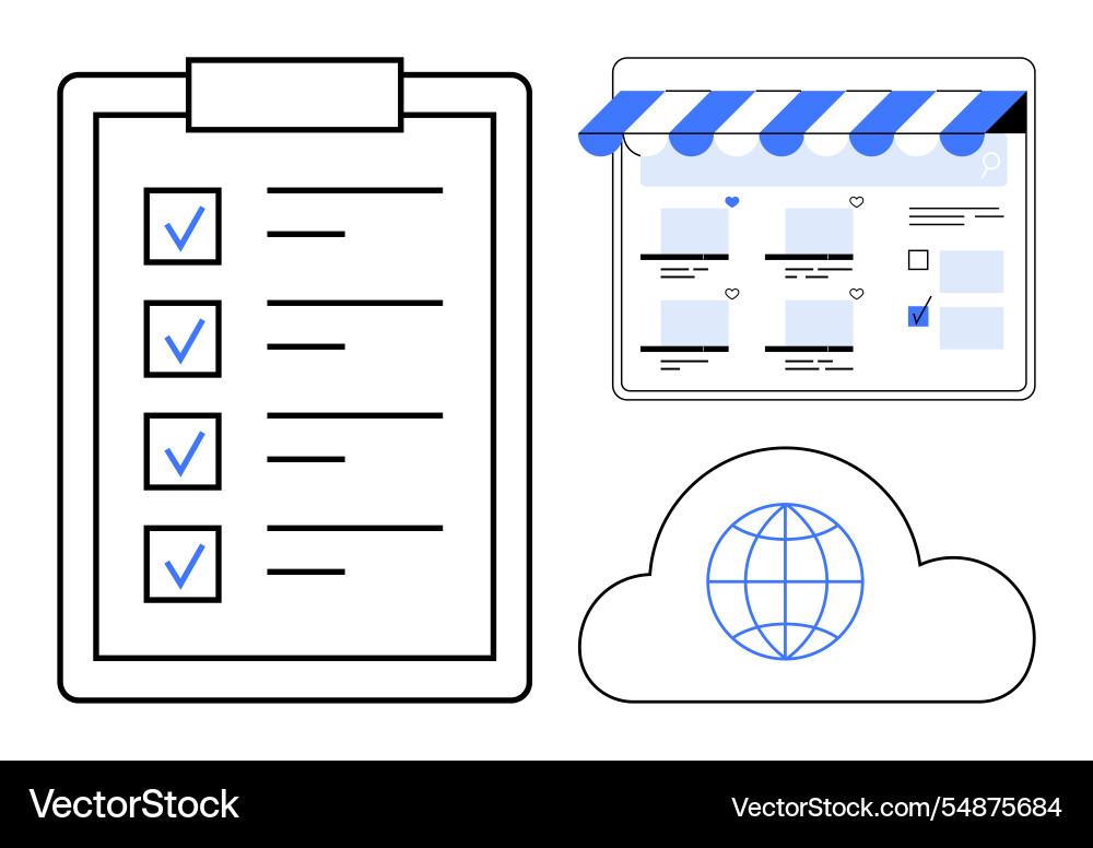 Task checklist online storefront interface Vector Image