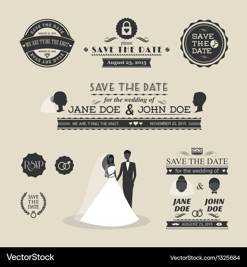 Wedding Typography Set Vector Image