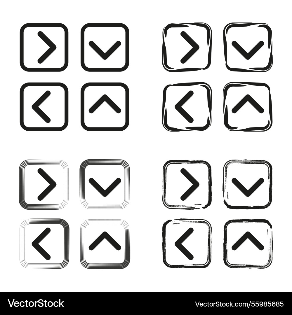 Arrow icons direction symbols navigation buttons Arrow icons direction symbols navigation buttons vector image