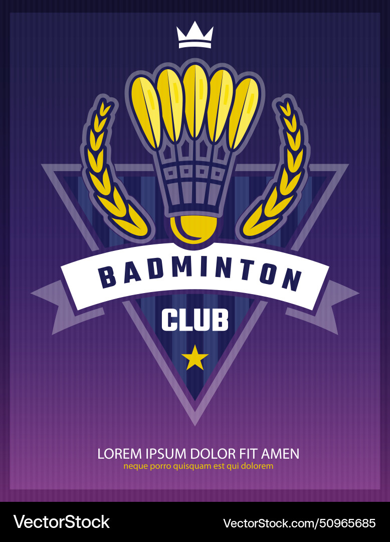 Badminton Club Sportplakat mit Emblem Badminton Club Sportplakat mit Emblem vektorbild