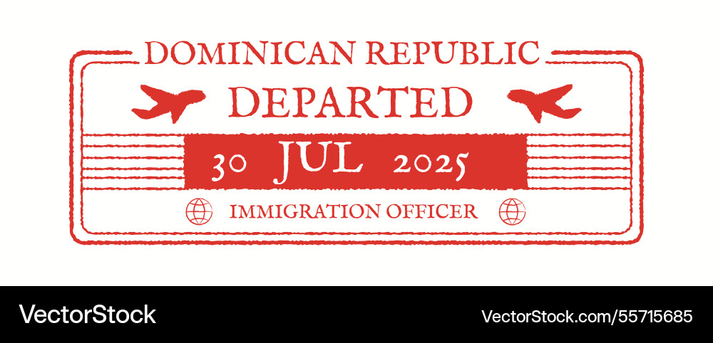 Dominican republic departure passport stamp design Dominican republic departure passport stamp design vector image