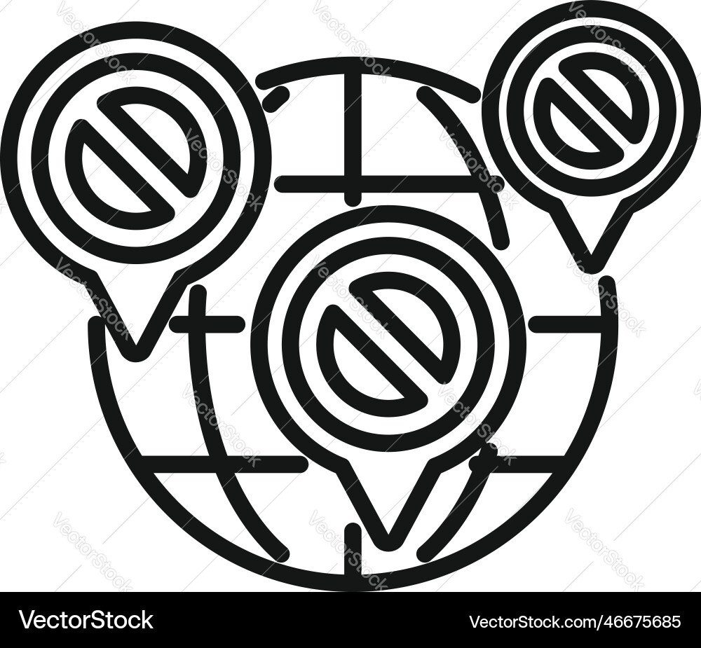 Global blacklist icon outline user data Global blacklist icon outline user data vector image