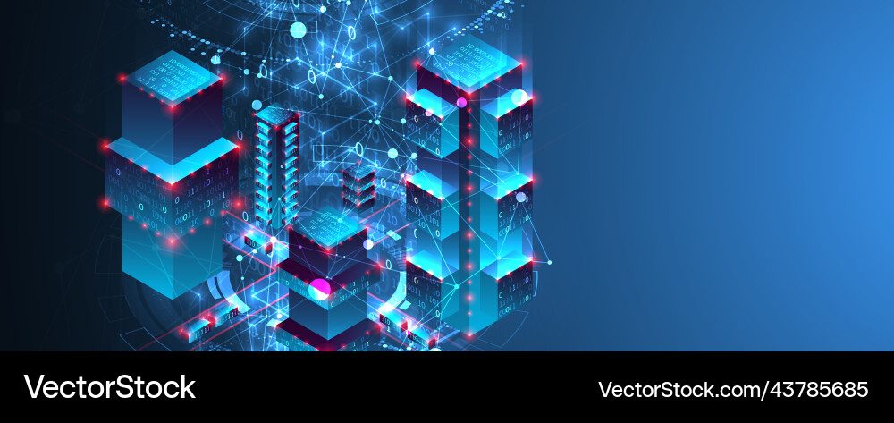 Isometric big data concept database abstract Vector Image