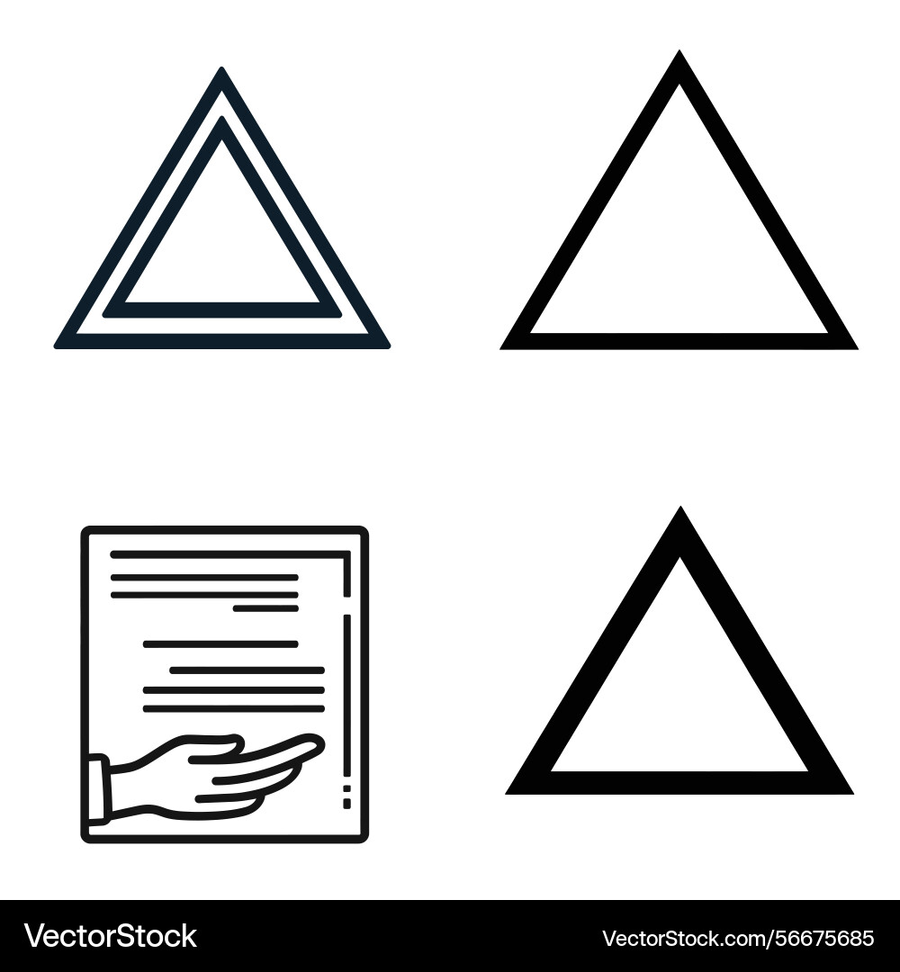 Triangle geometric shapes set with hand showing vector image