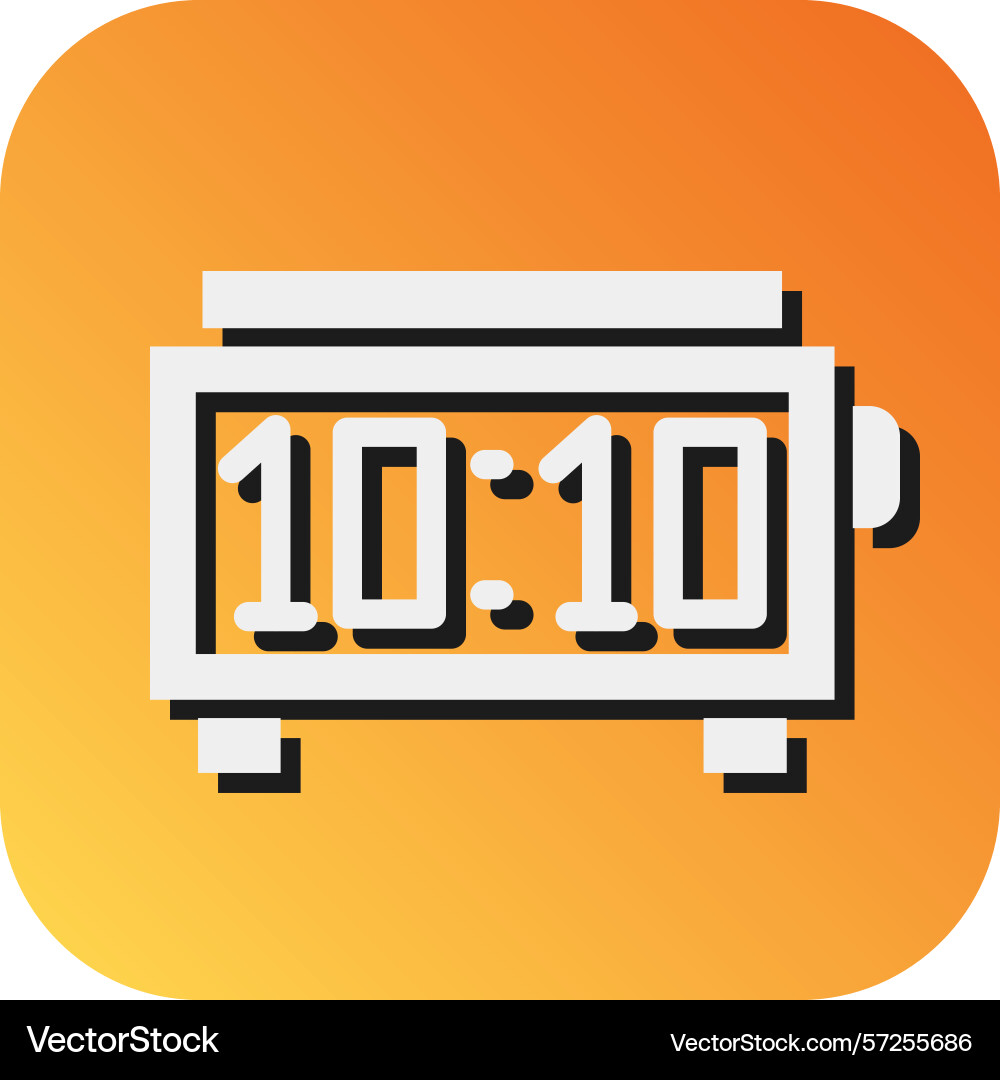 Digital clock glyph gradient background icon vector image