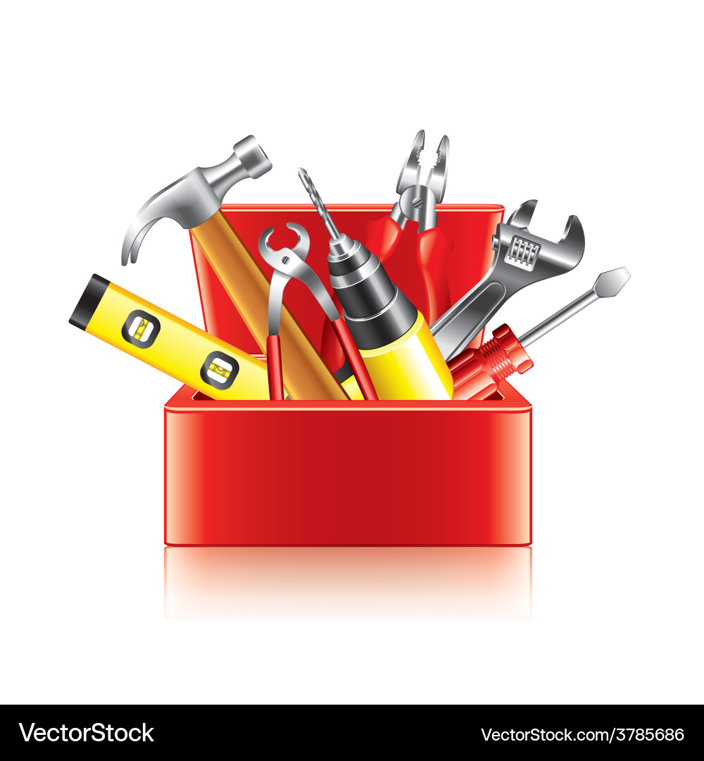 Isolated Toolbox with Tools vector image