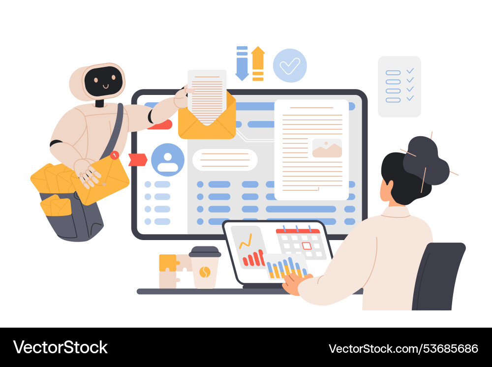 Mailbox message management with ai service tiny vector image