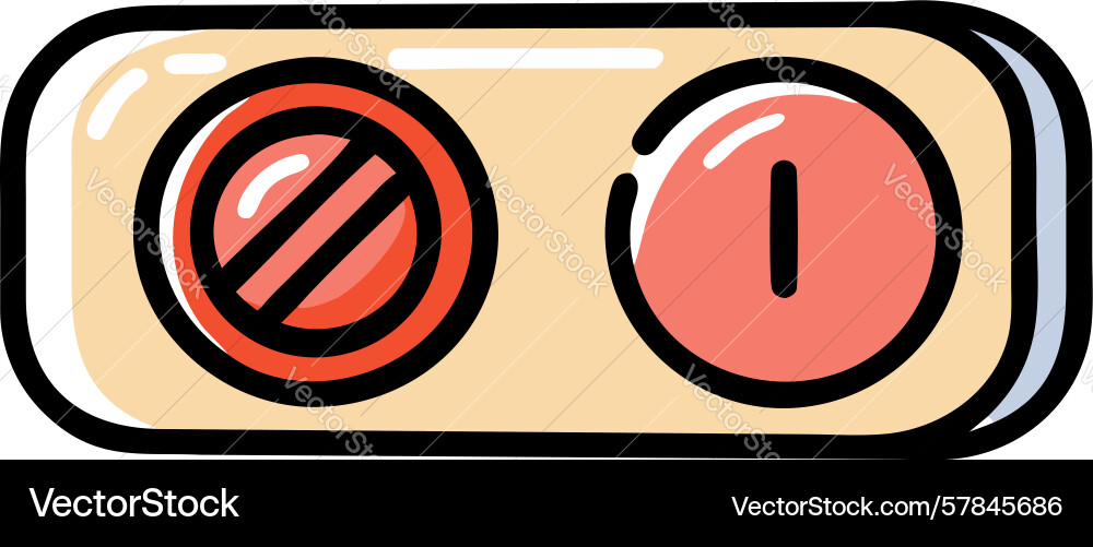 Rectangular power and pause button panel design vector image