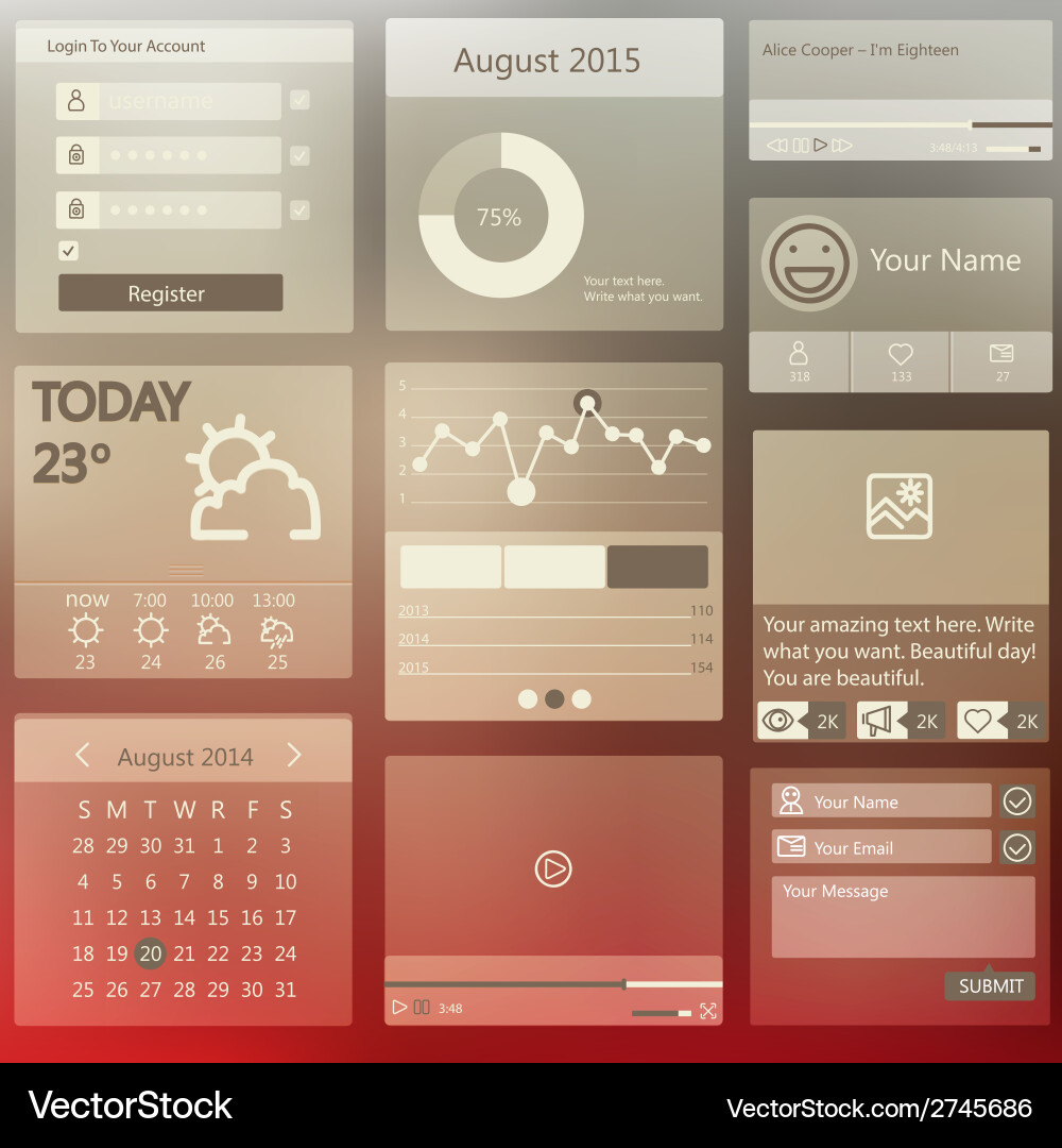 Set elements used for user interface vector image