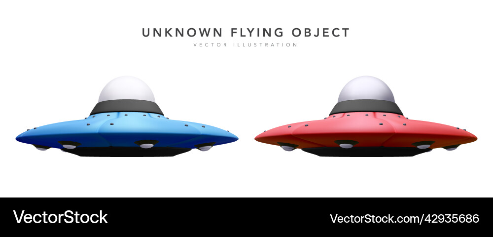 Set of 3d realistic unidentified flying objects Set of 3d realistic unidentified flying objects Vector Image