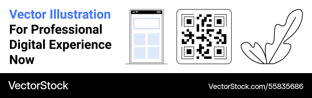 Smartphone interface qr code and abstract leaf Smartphone interface qr code and abstract leaf Vector Image