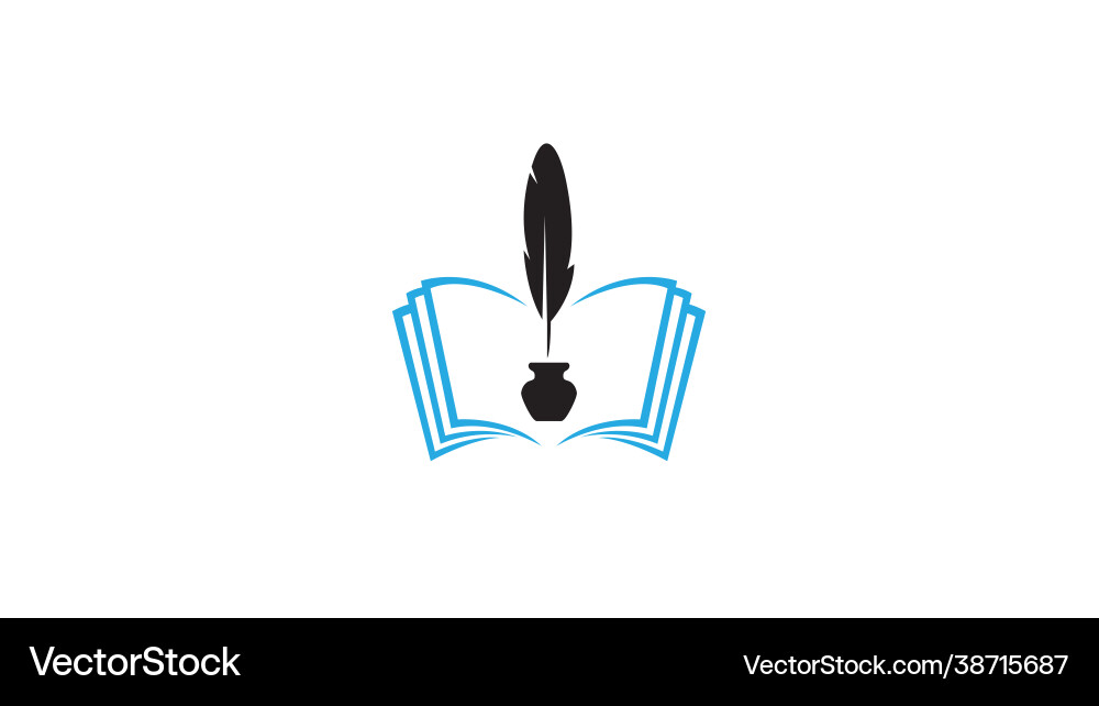 Creative book ink logo Royalty Free Vector Image