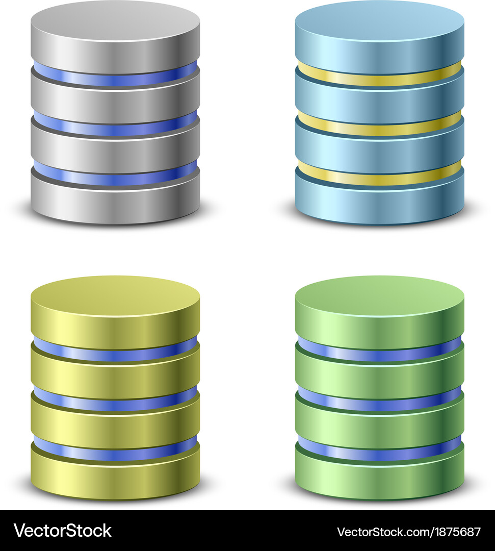 Database Icons Set Vector Image