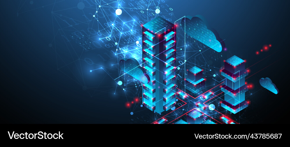 Isometric big data concept database abstract Isometric big data concept database abstract vector image